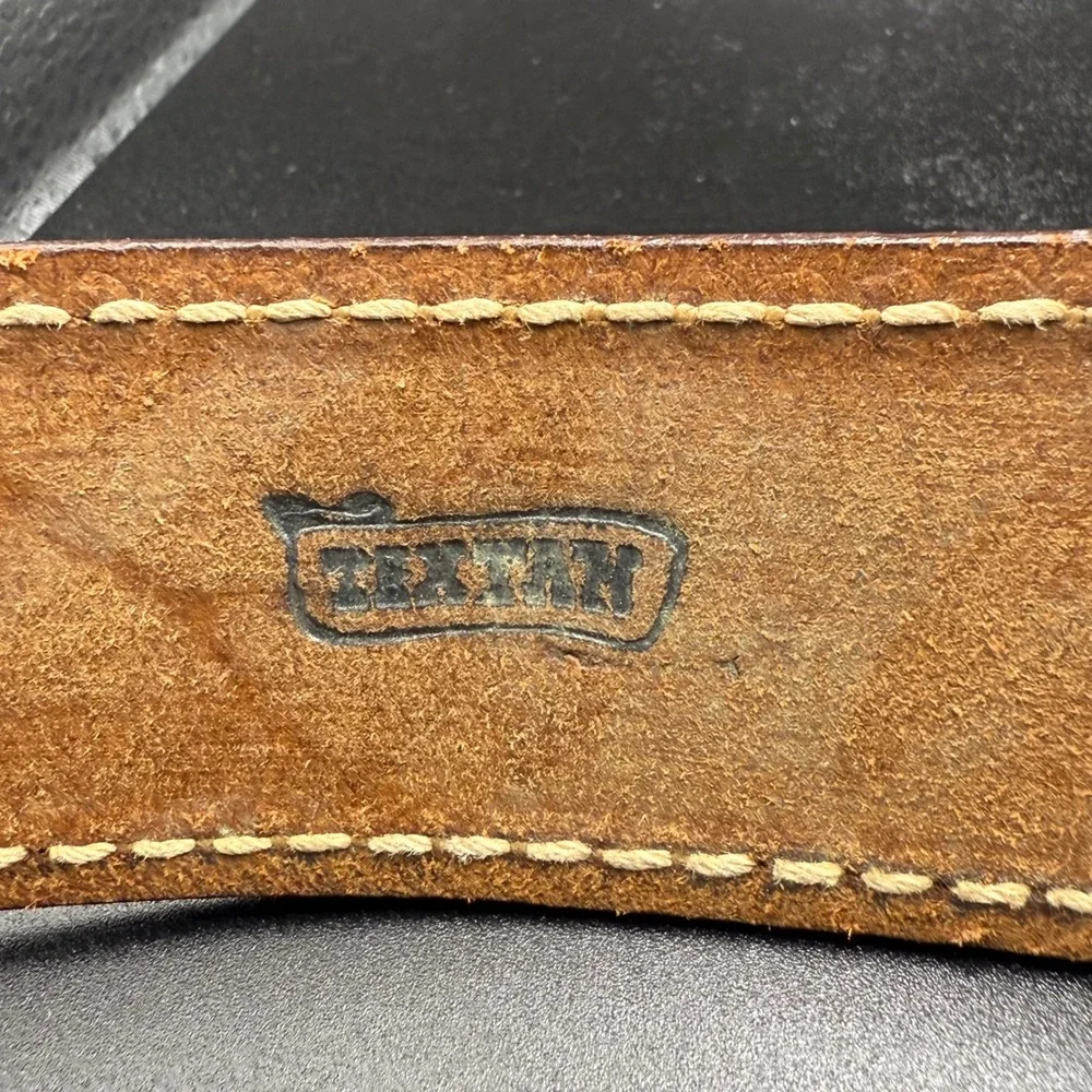 Vintage Kids Justin Tooled Leather Belt Western‎ Style Brown Made in USA
